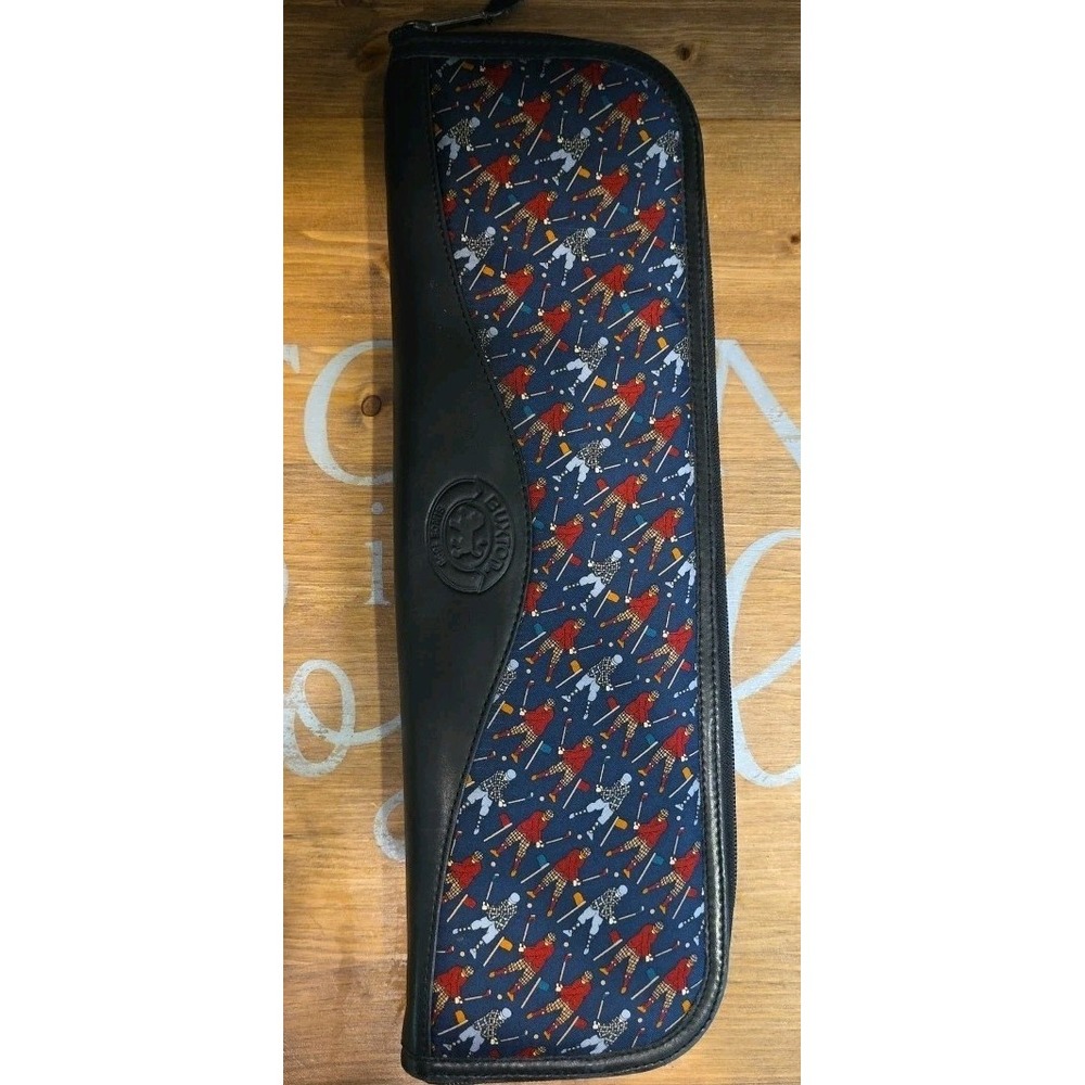 Buxton Men's Travel Tie Case‎ 17" x 5.5" Black Leather Golf Theme